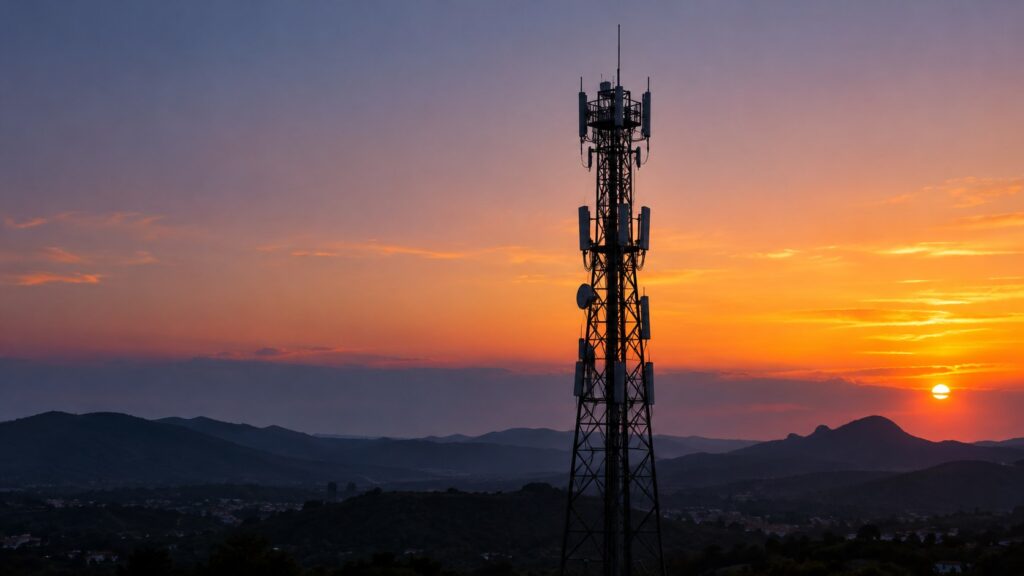 Torre de telecomunicaciones al atardecer
